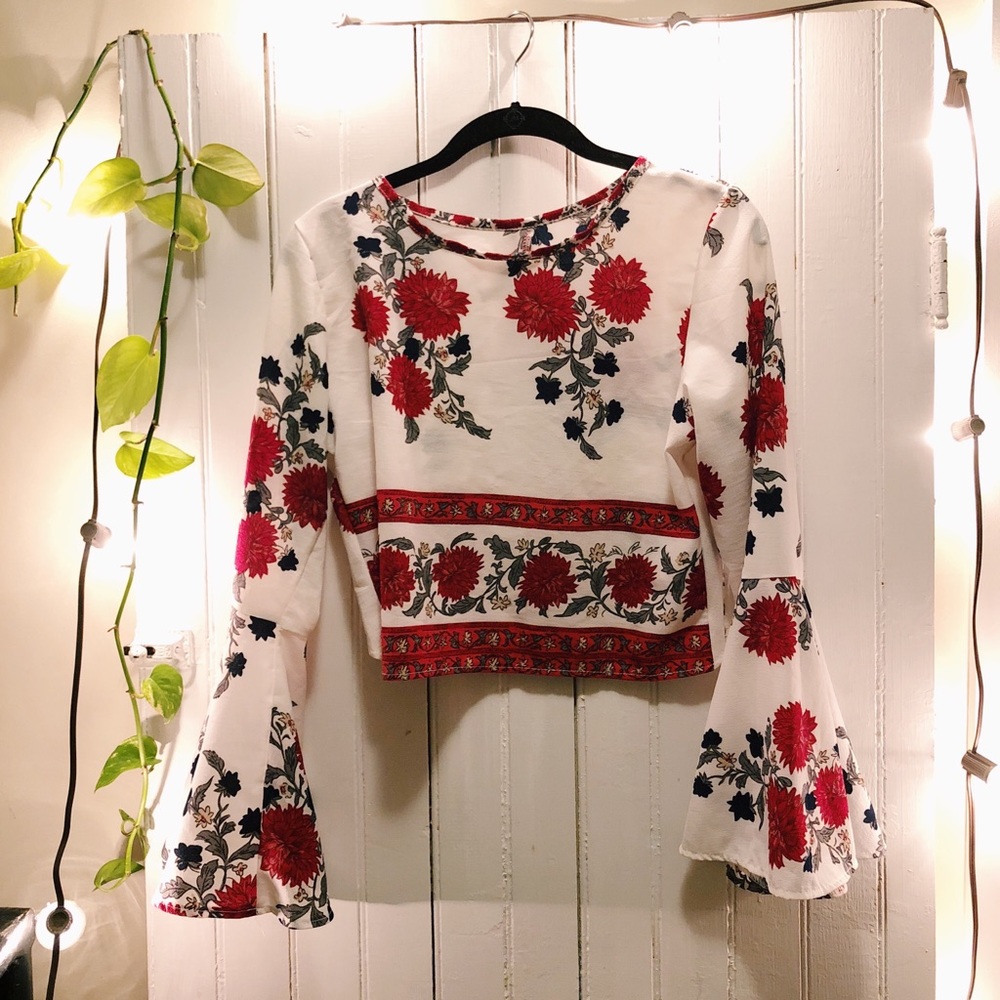 Open back floral blouse